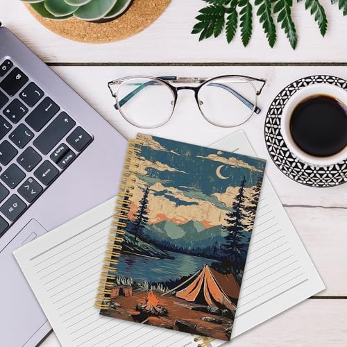 XPH Vintage Mountain Camping Spiral Notebook, Camping Gifts Journaling Notebooks for Women, Rustic Campsite Landscape Hardcover Journals for Writing 160 Pages 5.5 x 8.3 Inch, Camper Gifts - Image 6
