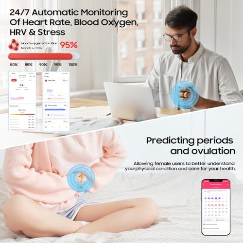 Smart Ring Gen 3 for Women Men, IP68 Waterproof Health Tracker Gold,8 - Image 6