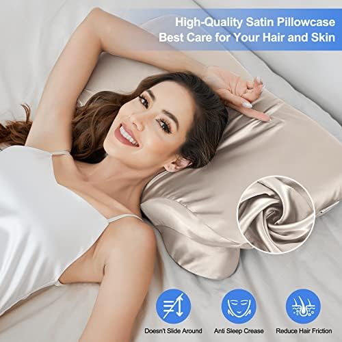2 Pack Satin Pillowcase for Zelimun Cervical Pillow, Contour Pillow Case Cover, Soft and Smooth Pillowcase Cover with Zipper (Champange) - Image 2