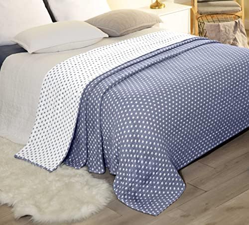 Sterling Creek Dawson Star Muslin Blanket King Three Layers Lightweight Breathable Cotton Gauzy Blanket for Adults, All Season (King, Blue) - Image 7
