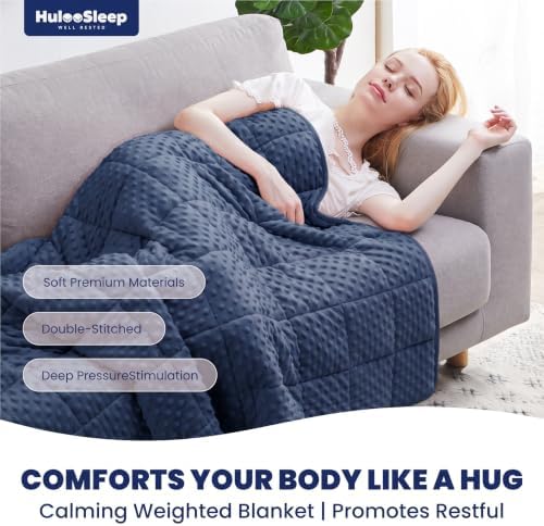 Huloo Sleep Weighted Blanket Queen 15lbs for Adult(60"×80",Navy Blue) Breathable Soft Minky Weighted Throw Blanket for All Season,Heavy Blanket with Premium Glass Beads - Image 3