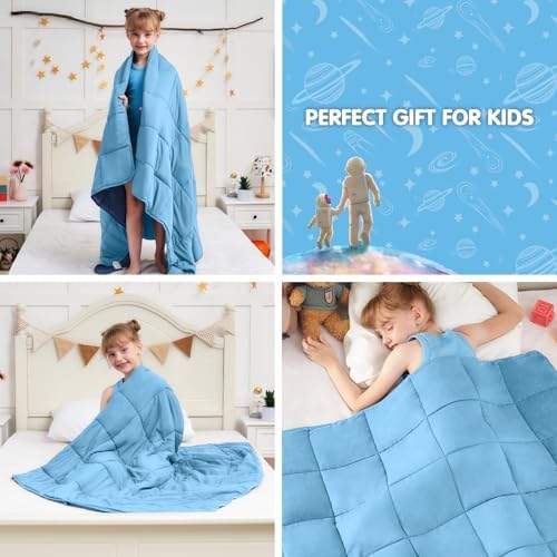 yescool Blue Weighted Blanket 5 Pounds Cooling Weighted Lap Blanket, Heavy Blankets, Weighted Throw Blanket Gifts for 40-60lbs, 36"x48" - Image 6