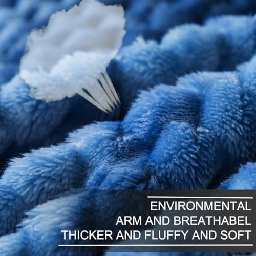 Richave Queen Size Fleece Blanket,Premium Lightweight Anti-Static 90x90 Inches 3D Clouds Stylish Jacquard Velvet Plush Bed Blanket for Queen Full Bed, Tie-dye Stone Blue - Image 3