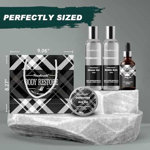 12Pcs Men's Spa Gift Set - Cedarwood Bath & Body Care Kit, Home Spa Set with Natural, Perfect Gifts for Men - Father's Day, Birthday, Valentine's & Christmas - Image 5