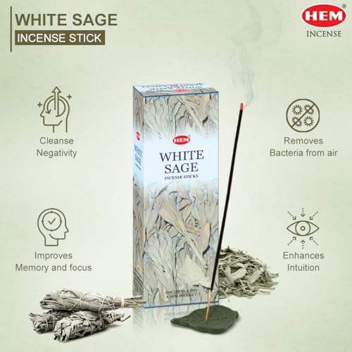 HEM White Sage Incense Sticks - 100 Count | Natural Air Purifying Aromatherapy | Calming and Cleansing Fragrance | Perfect for Meditation and Relaxation | Long-Lasting Burn - Image 4