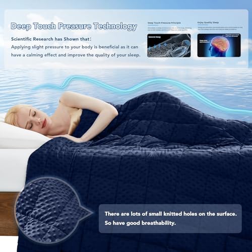 Topcee Weighted Blanket for Adults (12lbs 48"x72"), Minky Dots Heavy Blanket for 110-130lbs Sleeping, Soft, Cozy and Cooling Weighted Throw Blankets, Machine Washable, Blue - Image 3
