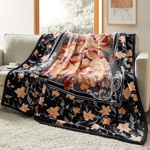 Nestl Korean Mink Blanket King Size - 12 Lbs Velvet Fleece Korean Blanket - 2 Ply Warm & Thick Winter Blanket - Wrinkle & Fade Resistant - 87 x 94 Inches (Black & Grey) by Nestl