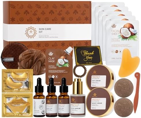 Coconut 23 Pcs Facial Skin Care Kit For Women & Men, Self-Care Gift Set by RAROSAACCA