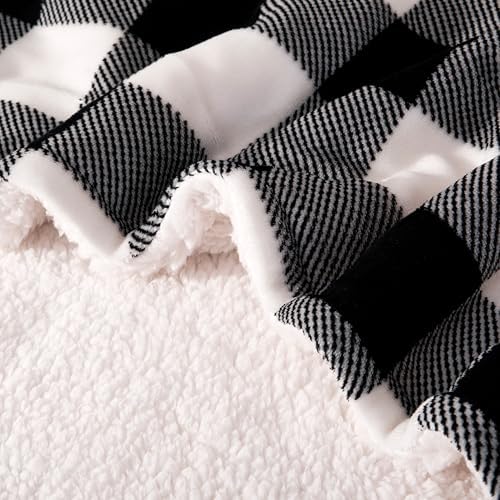 Elegant Comfort Luxury Ultra-Plush Velvet Touch Buffalo Plaid Fleece Throw - Soft, Warm, Cozy Micromink Sherpa-Backing Reversible Blanket for Bed, Sofa and Couch, Buffalo Black - Image 3