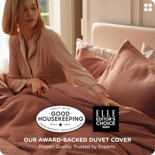 Bedsure PureWoven 3 Pieces 100% Cotton Waffle Weave Duvet Cover Set, Queen - Image 2