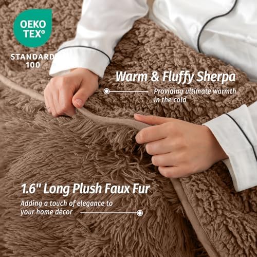 Wemore Weighted Blanket for Adult 48"x72" 15lbs Soft Long Plush Twin Brown - Image 2