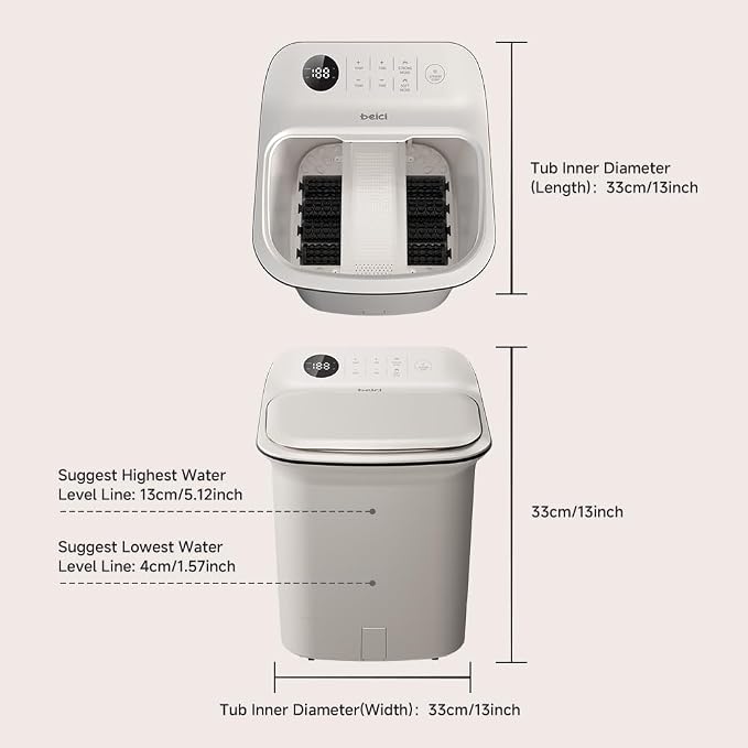 13-inch Foot Spa with Fully Automatic Electric Massage Dual-Action System, Integrating Electric Massage Rollers and Shiatsu Functionality, Featuring a Timer and Water Temperature Control - Image 6