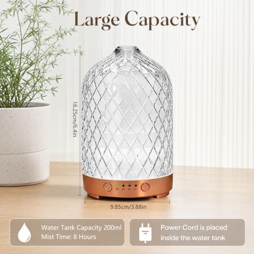 Essential Oil Diffuser for Home- 200ml Aromatherapy Diffuser for Essential Oils with 4 Timer, 7 Color LED Lights Waterless Auto Shut-Off for Home Office Décor Gifts for Women - Image 3