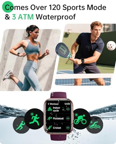 Smart Watches for Women, 1.83" Alexa Smart Watch for Android Phones & iPhones with Calls/Messages, 120+ Sport Modes Fitness Watches for Women Men with Heart Rate Monitor, Sleep/Activity/Health Tracker - Image 4