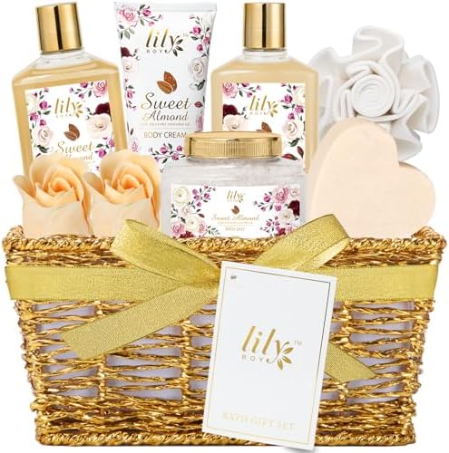9Pcs Moisturizing Almond Spa Kit Bath Gifts Set Spa Gift Baskets for Women by LILYROY