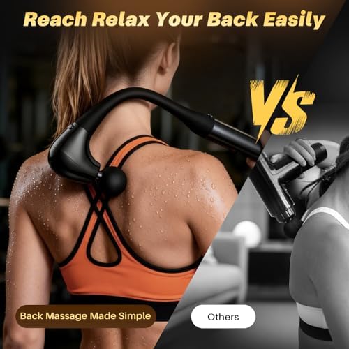 G4D Fascia Gun with Detachable U-Shape Long Handle, 10mm Deep Tissue Percussion, Brushless Motor, Up to 2800 RPM, Type-C Fast Charging, Includes 4 Massage Heads for Back Neck Shoulder Relief - Image 3
