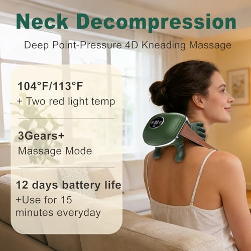 Shoulder & Neck Massager with Heat, Bionic Neck Massager for Pain Relief Deep Tissue, 4D Kneading Fingers, LCD Display & Adjustable Intensity, Relaxation Muscle Tension, Ideal Gift for Men and Women - Image 6