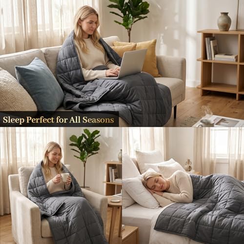 Machine Washable Weighted Blanket for Adults - Heavy Blankets for All-Season Sleeping, Cooling Soft & Breathable with Premium Glass Beads (60” x 80”｜15lbs) - Image 4