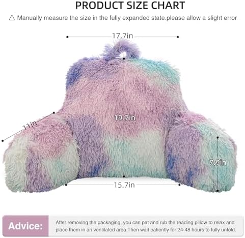 Aimuan Reading Pillow Bed Rest Wedge Large Adult Backrest Pillow with Arms Back Support for Sitting Up in Bed Cushion Incline Rest Sleeping Snoring Pillow, Blue-Purple, Large - Image 3