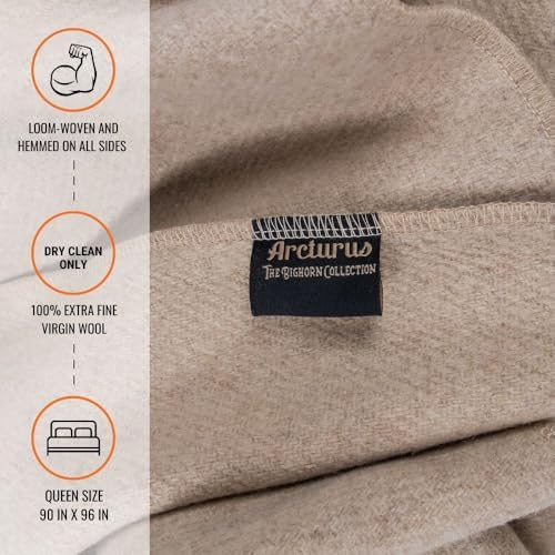 Arcturus Bighorn 100% Virgin Wool Blanket | Heirloom-Quality Wool Bedding for Home & Cabin | Warm, Thick & Durable (Queen Size, Ivory) - Image 2