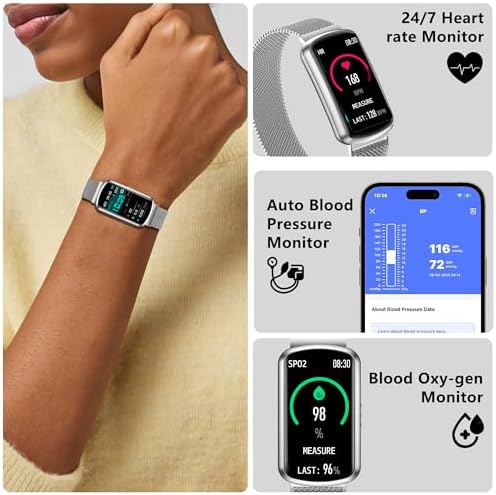 Health Fitness Tracker, Smart Watch with 24/7 Heart Rate, Activity Tracker with Blood Pressure and Blood Oxygen Monitor, 120 Sport Mode Waterproof Sleep Tracker for Women Men - Image 3