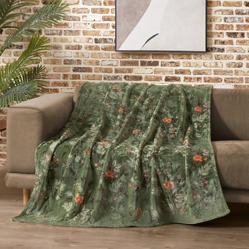 Lucky Brand Wildflower Green Floral 50"x70" Cozy Plush Blanket - Premium Microfiber Throw for Luxurious Comfort and Style by LuckyBrand