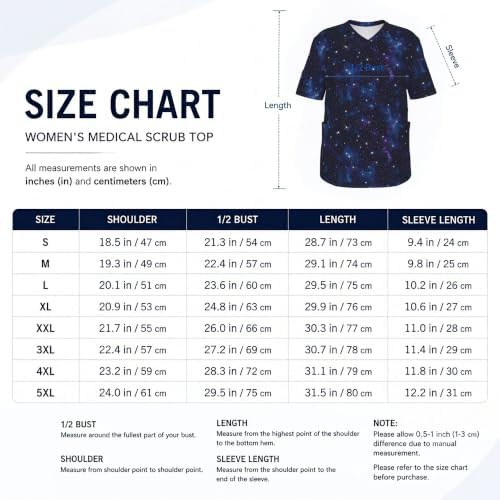 Men's Scrub Top,V-Neck Spill Wrinkle Resistant,3 Pockets-Space Galaxy (19) - Image 5