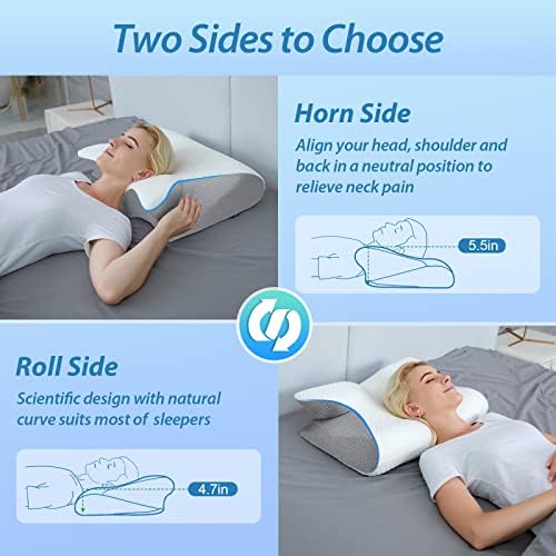 HOMCA Memory Foam Cervical Pillow, 2 in 1 Ergonomic Contour Orthopedic Pillow for Neck Pain, Contoured Support Pillows for Side Back Stomach Sleepers - Image 4