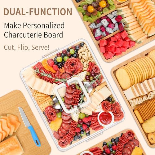 CAWIU Large Charcuterie Board with Lid, Portable Cheese Board & Snack Tray - Image 5