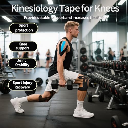 SOON GO Kinesiology Tape for Knees,4 Colors,-High Elastic Knee Support,Knee Pain Relief,Latex-Free Hypoallergenic,Waterproof,Breathable Original Cotton Sports Tape - Image 4
