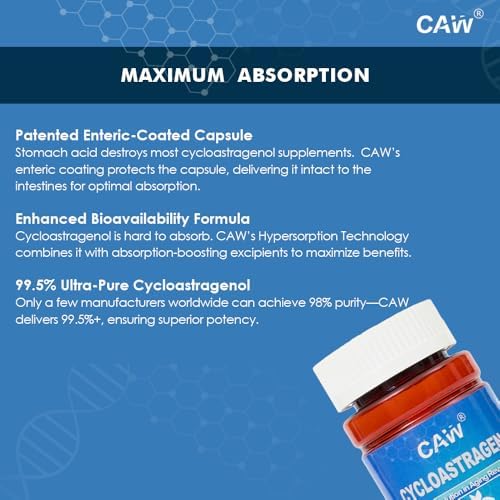 CAW Hypersorption Cycloastragenol 5Mg | Telomere Length Support | DNA Health Immunity Boost Anti-Aging | 30 Enteric-Coated Capsules 6 Bottles - Image 3