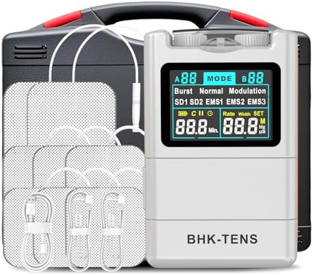 2025 TENS EMS Unit Muscle Stimulator for Back Pain Relief, Upgraded Color LCD TENS Machine for Chronic Pain, Muscle Relaxation, Home Use. with 8 Customizable Pulse Modes, 8 TENS Pads, 40 Intensitys by BHKTENS