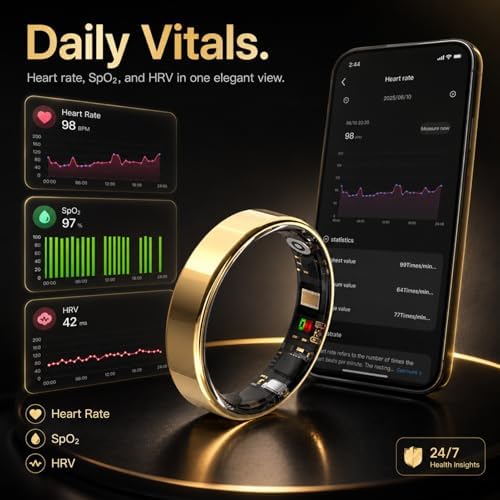 Smart Ring for Women Men, Fitness & Health Tracker with Heart Rate, Blood Oxygen, HRV, Stress, Sleep & Step Tracking, 5ATM Waterproof Smart Ring for iPhone & Android, No Subscription Fee - Image 7