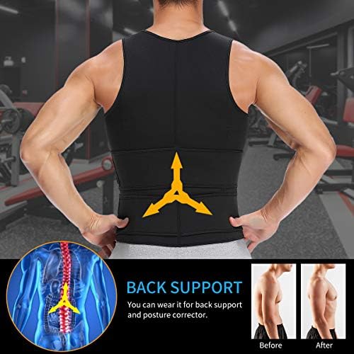 SHAPERIN Men Neoprene Sauna Zipper Waist Trainer Vest Tank Top Trimmer Body Shaper - Image 3