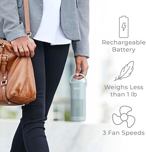 Pure Enrichment® PureZone™ Mini Portable Air Purifier - Cordless True HEPA Filter Cleans Air & Eliminates 99.97% of Dust, Odors, & Allergens Close to You - Cars, School, & Office (Starlight Blue) - Image 3