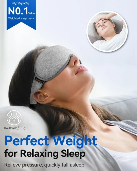 FACEMOON 3D Blackout Weighted Eye Mask for Sleep, Airplane Travel Essential - Image 3