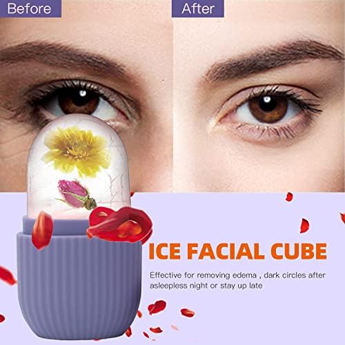 XHJRI Ice Face Roller Massager,Ice Cube Roller for Face, Eyes and Neck Naturally Conditioning and Skin Care,De-Puff Eye Bags,Reduce Migraine Pain,Reusable Massage Silicone Ice Mold (Purple) - Image 2
