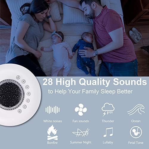 FamiSym White Noise Machine for Kids, Sound Machine Baby with 7 Starry Ambient Night Light, 28 Soothing Sounds Sleep Noise Machine Maker Ideal Gifts for Kids Adults Bedside Travel Nursery - Image 2