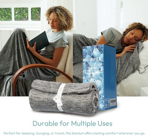 NANPIPER Cooling Blanket Queen Size for Hot Sleepers,Double Sided Cold Lightweight Summer Bed Blanket, Dark Grey 90"x90" - Image 5