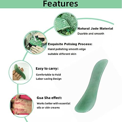 Gua Sha Facials Tools for Back Massage Tools Board Natural Jade Stone for SPA Acupuncture Therapy Trigger Point Treatment - Image 2