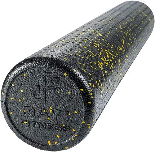 Day 1 Fitness High Density Muscle Foam Rollers - Sports Massage Rollers for Stretching, Physical Therapy, Deep Tissue, Myofascial Release - Ideal for Exercise and Pain Relief - Speckled Yellow, 24” by Day+1+Fitness