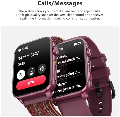 Blackview Smart Watch for Women,1.91" HD Touchscreen Fitness Watch with Flashlight, Bluetooth Notifications/Make Calls, Heart Rate/Sleep Monitor/2 Straps, Fitness Watch for Android/iPhone - Image 5