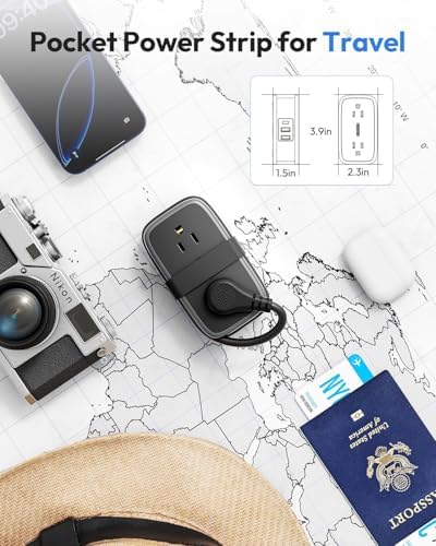 Travel Power Strip with USB Ports, NTONPOWER 4ft Flat Plug Wrapped Around Short Extension Cord with 4 Outlets 3 USB Ports, Compact for Cruise Travel Essential Hotel Home Office, Black - Image 6