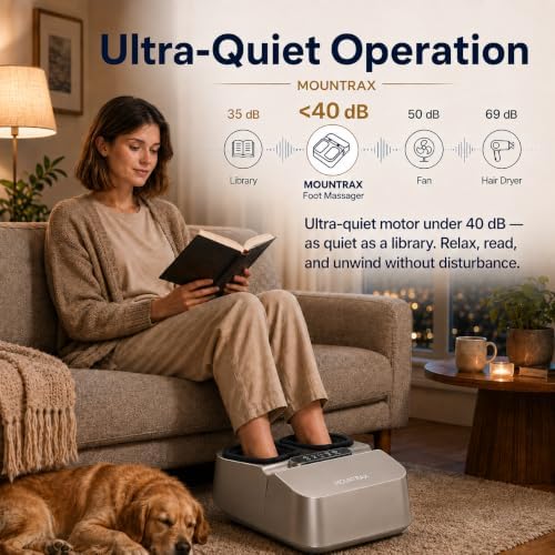 MOUNTRAX Foot Massager with Heat, Deep Shiatsu Foot Massage Machine with Air Compression, 3 Heating Levels, Adjustable Intensity & Timer, Fits Up to Men's Size 12, Foot Massager for Home & Office - Image 6