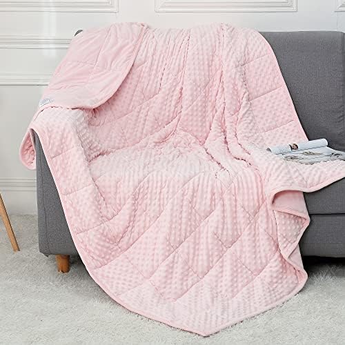 Alomidds Weighted Blanket (60"x80",15lbs Queen Size - Pink), Weighted Blankets for Adults, Cooling Breathable Soft and Comfort Minky, Heavy Blanket Microfiber Material with Glass Beads - Image 2