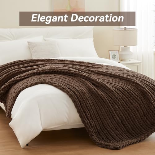 Negwoo Chunky Knit Throw Blanket, Knitted Throw Chenille Yarn, 50"*60" - Image 2