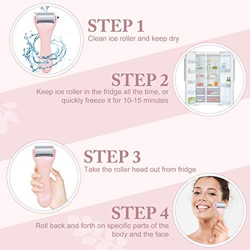 Ice Roller for Face and Eye 2 Pcs,Face Roller Skin Care for Puffiness,Migraine,Pain Relief,Eye Roller For Puffy Eyes Dark Circles,Stainless Steel Facial Roller (Pink) - Image 5