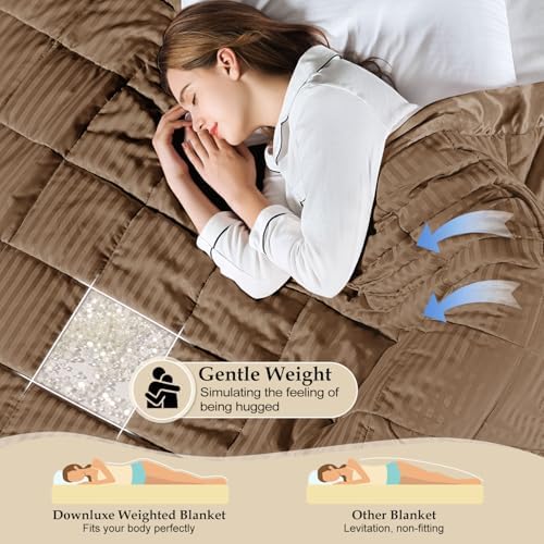 downluxe Weighted Blanket Queen Size, 15 lb Weighted Blanket with Glass Beads for All Season, Machine Washable Heavy Blanket (Brown, 90 X 90 Inch) - Image 3