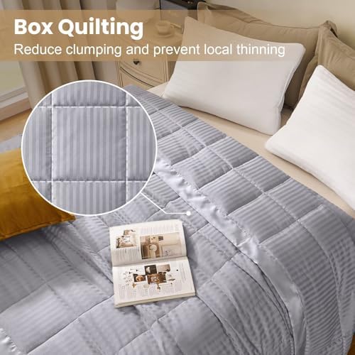 downluxe King Size Blanket with Satin Trim, Lightweight Down Alternative King Blanket for All Season, Machine Washable (Silver, 108 x 90 Inch) - Image 2