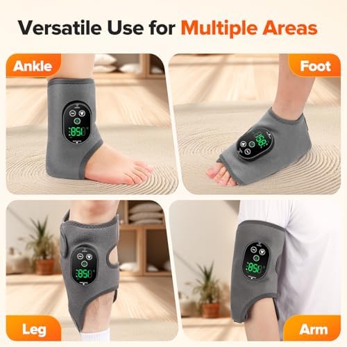 2PCS Cordless Foot Massager for Neuropathy, 3000mAh Rechargeable Ankle Heating Pad with Massage for Circulation, Foot Ankle Pain Relief Massager, Gray - Image 6